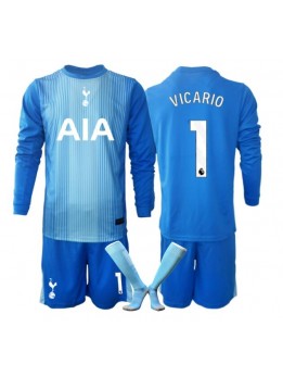 Billige Tottenham Hotspur Guglielmo Vicario #1 Keeper Bortedraktsett Barn 2025-26 Langermet (+ Korte bukser)